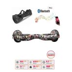 CityMate Elektrikli Kaykay Hoverboard Bluetooth Hoparlörlü 6.5 İnç Grafiti D14 - Çanta Hediye