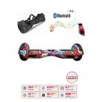 CityMate Elektrikli Kaykay Hoverboard Bluetooth Hoparlörlü 6.5 İnç Grafiti D16 - Çanta Hediye
