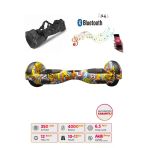 CityMate Elektrikli Kaykay Hoverboard Bluetooth Hoparlörlü 6.5 İnç Grafiti D25 - Çanta Hediye