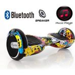 Citymate Elektrikli Kaykay Hoverboard Bluetooth Hoparlörlü 6.5 Inch Akıllı Dengeli - Grafiti Desenli - SARI GRAFİTİ