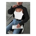 citystyle Boğazlı Siyah Kadın Crop Bluz Bolero