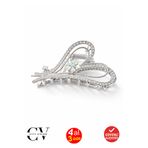 cityvision Taşlı Kalp ve Çiçek Tasarım Gümüş Renk 7 cm Metal Mandal Saç Tokası