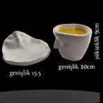 Civetta Dekoratif 3D Yüz Modeli Mumluk Kavun Kukulu Mum - Beyaz - 1 Adet