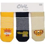 Civil Baby Animal 3'lü 6-18 Ay Bebek Erkek Çorap Set - Standart 12 Ay