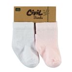 Civil Baby Bebek 2'li Çorap Set 6-18 Ay Beyaz-Pembe