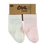Civil Baby Bebek 2'li Çorap Set 6-18 Ay Ekru-Pembe