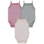 Civil Baby Çizgili İp Askılı 3 Lü 0-36 Ay Çıtçıtlı Badi - Pembe 12-18 Ay