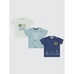 Civil Baby Erkek Bebek 3'lü Tişört Set 6-18 Ay Lacivert