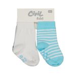 Civil Baby Hello World Kaydırmaz 2'li 6- Bebek Erkek Çorap Set - Standart6 Ay