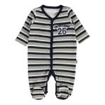 Civil Baby Kare Çizgi Empirme Patikli 1-9 Ay Tulum - Bej 3-6 Ay