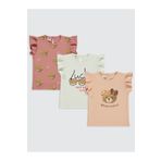 Civil Baby Kız Bebek 3'lü Tişört Set 6-18 Ay Somon