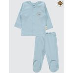 Civil Baby Organik Pamuklu 0-6 Ay Bebe Pijama Takımı - Mavi1-3 Ay
