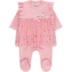 Civil Baby Yıldız Empirme Unicorn Baskılı 1-9 Ay Pijama Takımı - Pembe - Gül Pembesi - 9 - 12 Ay