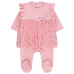 Civil Baby Yıldız Empirme Unicorn Baskılı 1-9 Ay Pijama Takımı - Pembe