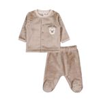 Civil Bebek Erkek Ayıcık Nakışlı Pijama Takımı, 9-12 Ay, 22321017725W1, Soft Kahverengi, erkek-bebek
