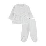 Civil Bebek Fırfır Tüllü Pijama Takımı, 1-3 AY, 22459065625W1, Ekru, kız-bebek