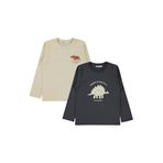 Civil Dino Baskılı 2'li Erkek Çocuk Sweatshirt, 13-14 Yaş, 19973100325S1-STD-13, Antrasit, erkek-çocuk