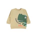 Civil Dinozor Baskılı Sweatshirt Kahverengi 12-18 Ay, 9-12 Ay, 19A80105423W1, Sütlü Kahve, erkek-bebek