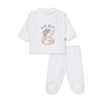 Civil Erkek Bebek Filli Nakış Patikli Pijama Takımı, 6-9 AY, 22043255125W1, Ekru, erkek-bebek