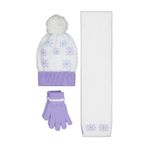 Civil Girls 2-5 Yaş Atkı Bere Eldiven Set - Beyaz, Standart, 24243103425W1, Beyaz-Lila, Kız Çocuklar