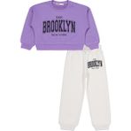 Civil Girls Brooklyn Baskılı 2-5 Yaş Eşofman Takımı - Lila 5-6 Yaş - 5 - 6 Yaş - Mor