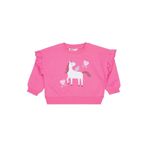 Civil Girls Kalpli Unicorn Baskılı 2-5 Yaş Sweatshirt, 4-5 Yaş, 19330J47025W1, Koyu Pembe, kız-çocuk