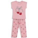 Civil Girls Kiraz Desenli 2-5 Yaş Pijama Takımı - Pudra
