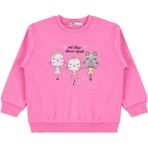 Civil Girls Kız Çocuklar İçin Civil Koyu Pembe Sweatshirt 2-5 Yaş Düz Desenli Truvakar Kol - 3 - 4 Yaş