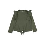 Civil Girls Omuz Fırfırlı Kız Çocuk Sweatshirt, 8-9 Yaş, 19330J46225W2, Haki, kız-çocuk