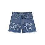 Civil Girls Yıldız Nakışlı Kız Çocuk Şort, 7-8 Yaş, 38D68141025S2-MVI-7, Mavi, Kız Çocuklar