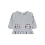 Civil Kedi Baskılı 6-18 Ay Sweatshirt - Gri 12-18 Ay, 18-24 AY, 19208034525W1, Karmelanj, kız-bebek