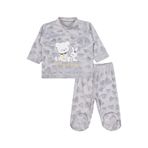 Civil Kız Bebek Ayı Tavşan Nakışlı Patikli Pijama Takımı 1-3 Ay, 6-9 AY, 22043256425W1, Gri, kız-bebek