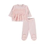 Civil Kız Bebek Fırfır Tüllü Pijama Takımı, 1-3 AY, 22459065625W1, Somon, kız-bebek
