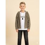 Cıvıltı Kolye Hediyeli Erkek Çocuk Keten Gömlek, T-Shirt, Pantolon 3lü Takım - 9 - 10 Yaş - Kahverengi - Beyaz - Siyah