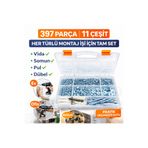 Civtex 397 Parça Vida Somun Pul Dübel Seti Organizer Kutulu