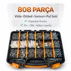Civtex 808 Parça Vida, Dübel, Somun ve Pul Seti Organizer Kutu