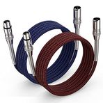 Ciwoda XLR Kablo 6ft 2 Paket, Çok Renkli Ağır Hizmet Naylon Örgülü XLR Erkekten Dişiye, Mikrofon Kablosu Hoparlörler, Mikrofonlar, Sahne Aydınlatması ve Daha Fazlası ile Uyumlu 3 Pin Dengeli XLR