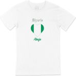 Cix Abuja Nijerya Bayraklı Kalpli Beyaz Erkek T-shirt