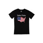Cix Amerika Haritalı ve Bayraklı Siyah T-shirt