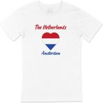 Cix Amsterdam Hollanda Bayraklı Kalpli Beyaz Erkek T-shirt