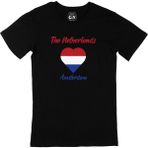 Cix Amsterdam Hollanda Bayraklı Kalpli Siyah Erkek T-shirt
