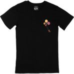 Cix Bisikletli Uçan Gezegenler Cep Logo Tasarımlı Siyah T-shirt