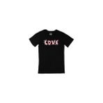 Cix Çiçekli Love Yazılı Siyah T-shirt
