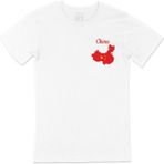 Cix Çin Haritalı ve Bayraklı Beyaz Cep Logo Tasarımlı Erkek T-shirt