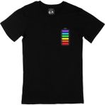 Cix Cix Gökkuşağı Renkli Batarya Cep Logo Tasarımlı Siyah T-shirt