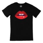 Cix Dudak ve Diş Baskılı Kısa Kollu Siyah T-shirt