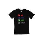 Cix Eat Sleep Game Repeat Baskılı Yuvarlak Yaka Siyah T-shirt