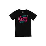 Cix Enjoy every Moment Baskılı Yuvarlak Yaka Siyah T-shirt