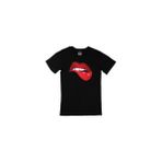 Cix Estetik Dudak Baskılı Yuvarlak Yaka Siyah T-shirt