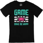 Cix Game Make Me Happy Baskılı Yuvarlak Yaka Siyah T-shirt